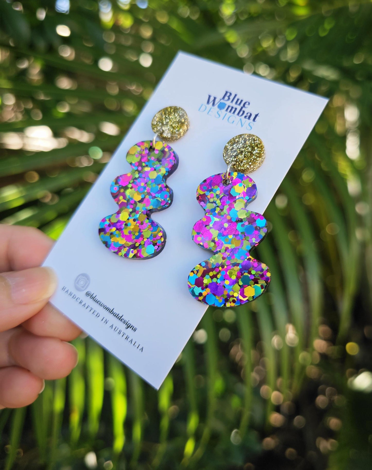 Squiggle Glitter Resin Dangle Earrings