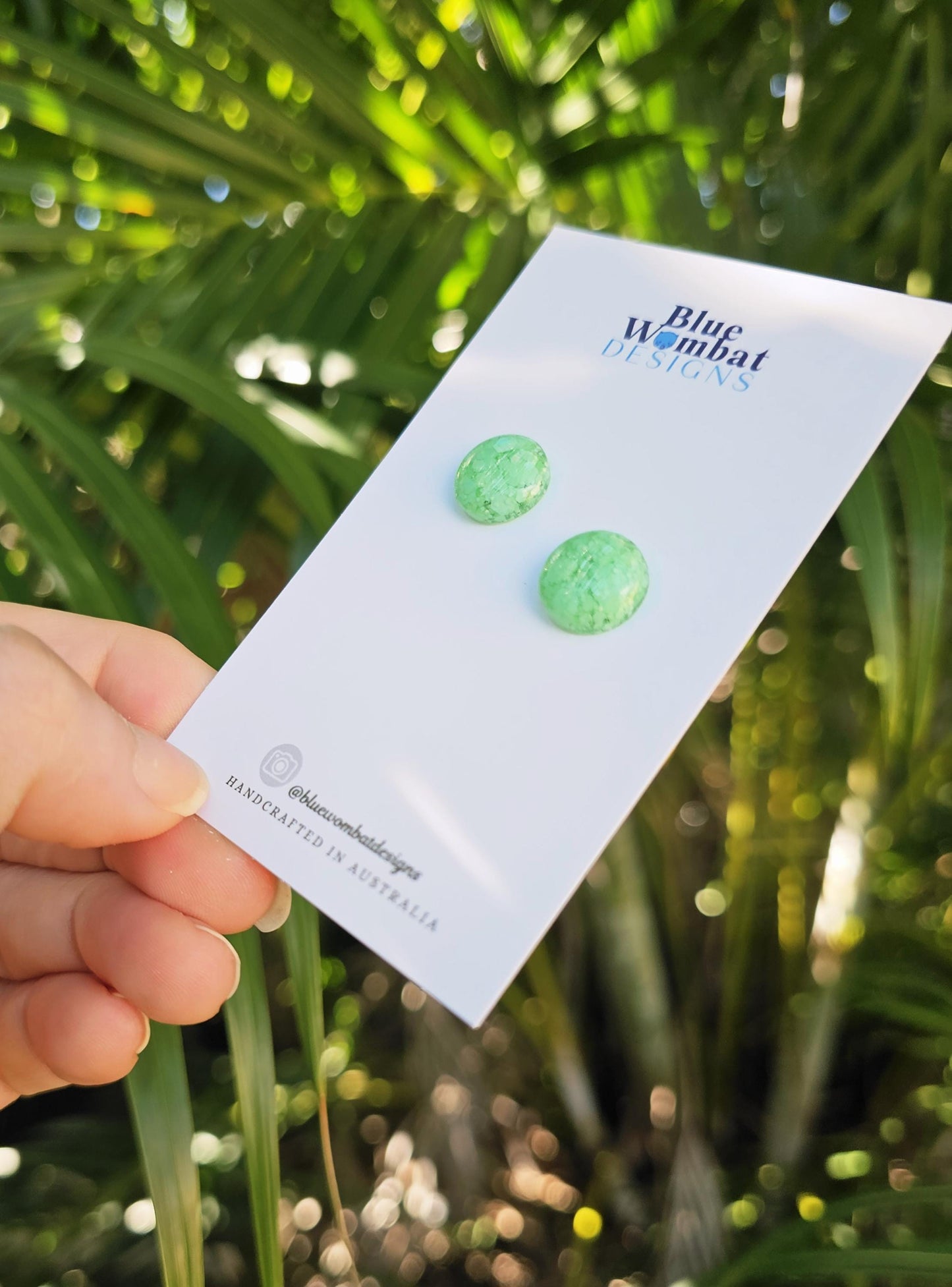 Green Sparkle Glitter Resin Domed Studs 12mm