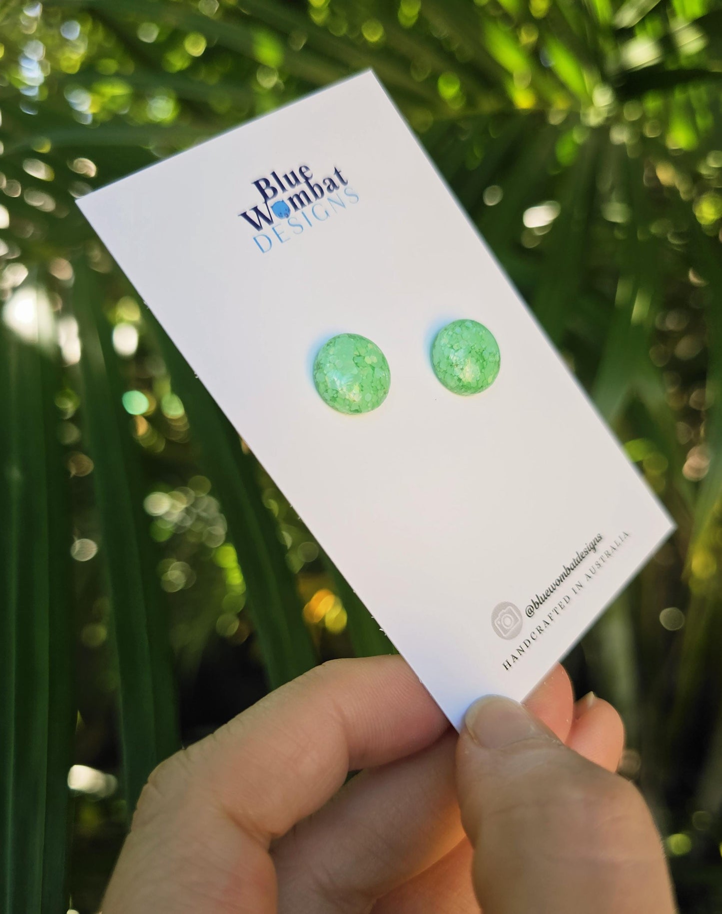 Green Sparkle Glitter Resin Domed Studs 12mm