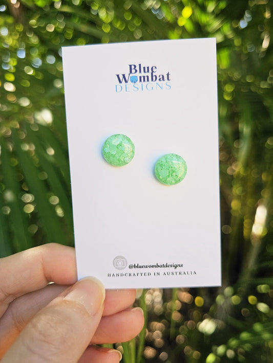 Green Sparkle Glitter Resin Domed Studs 12mm