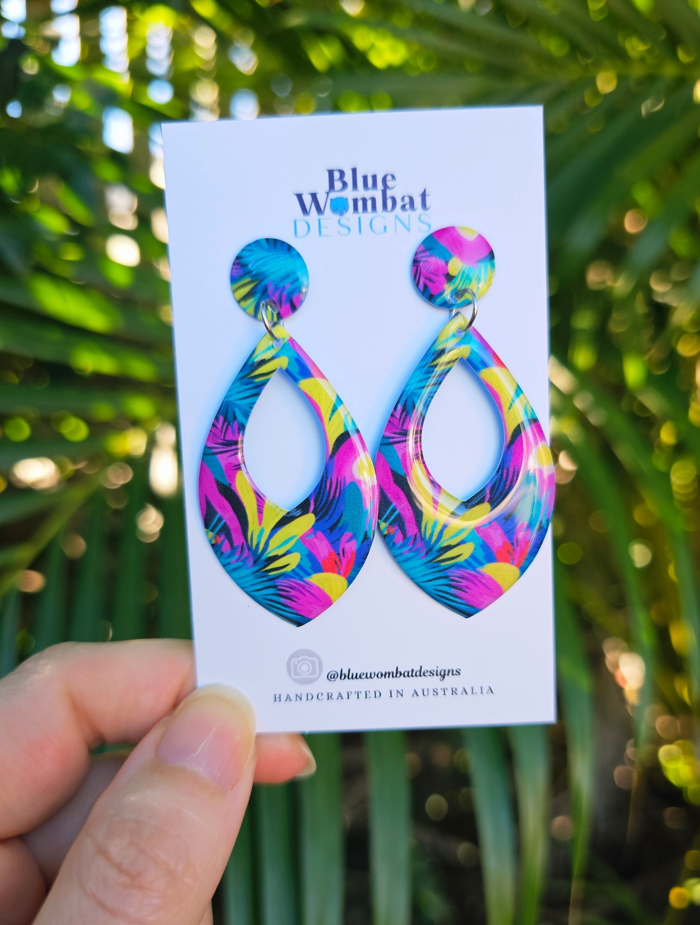 Floral Resin Yupo Paper Resin Dangle Earrings