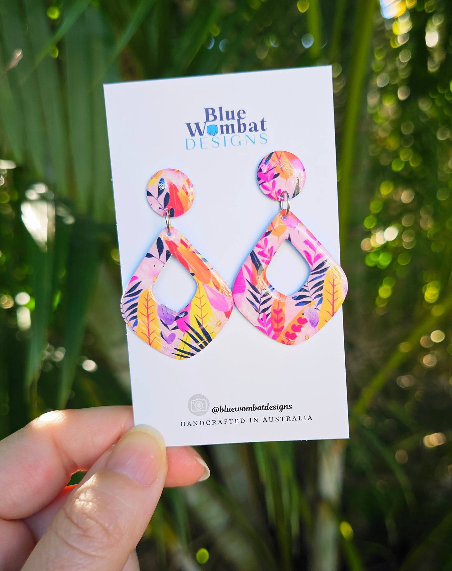 Diamond Hoop Resin Yupo Paper Dangle Earrings