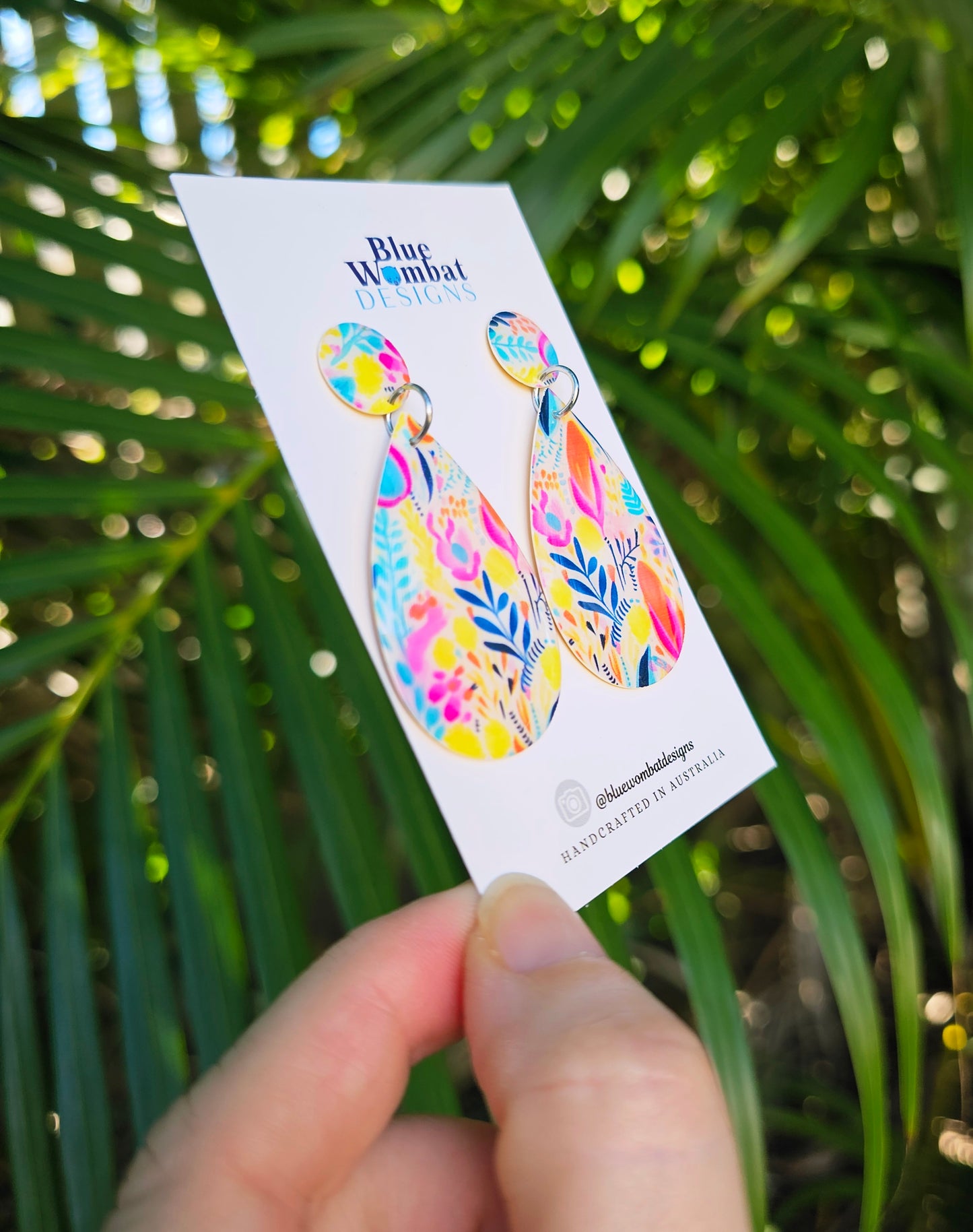 Tear Drop Resin Yupo Paper Dangle Earrings