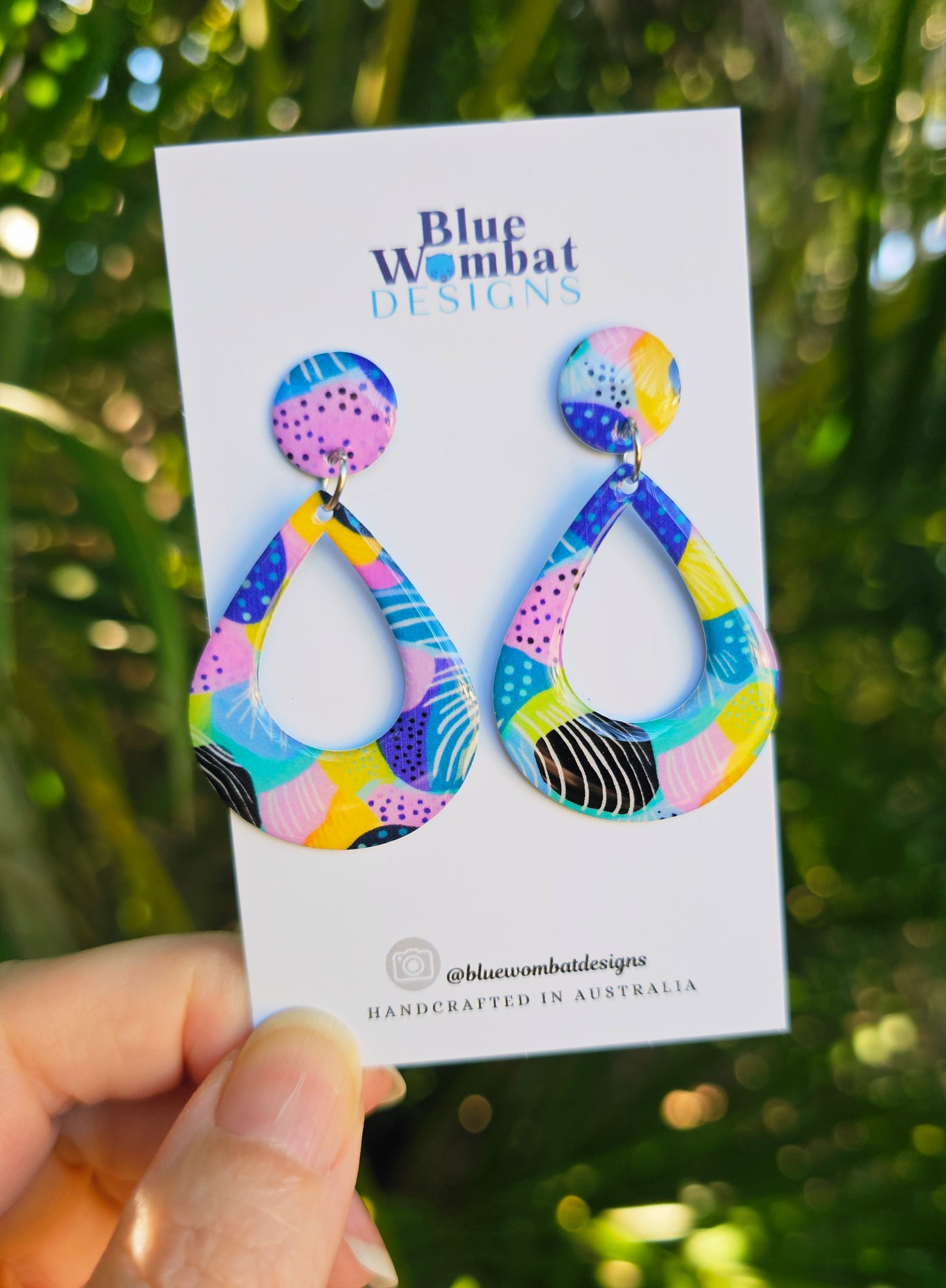 Colourful Yupo Paper Resin Dangle Earrings