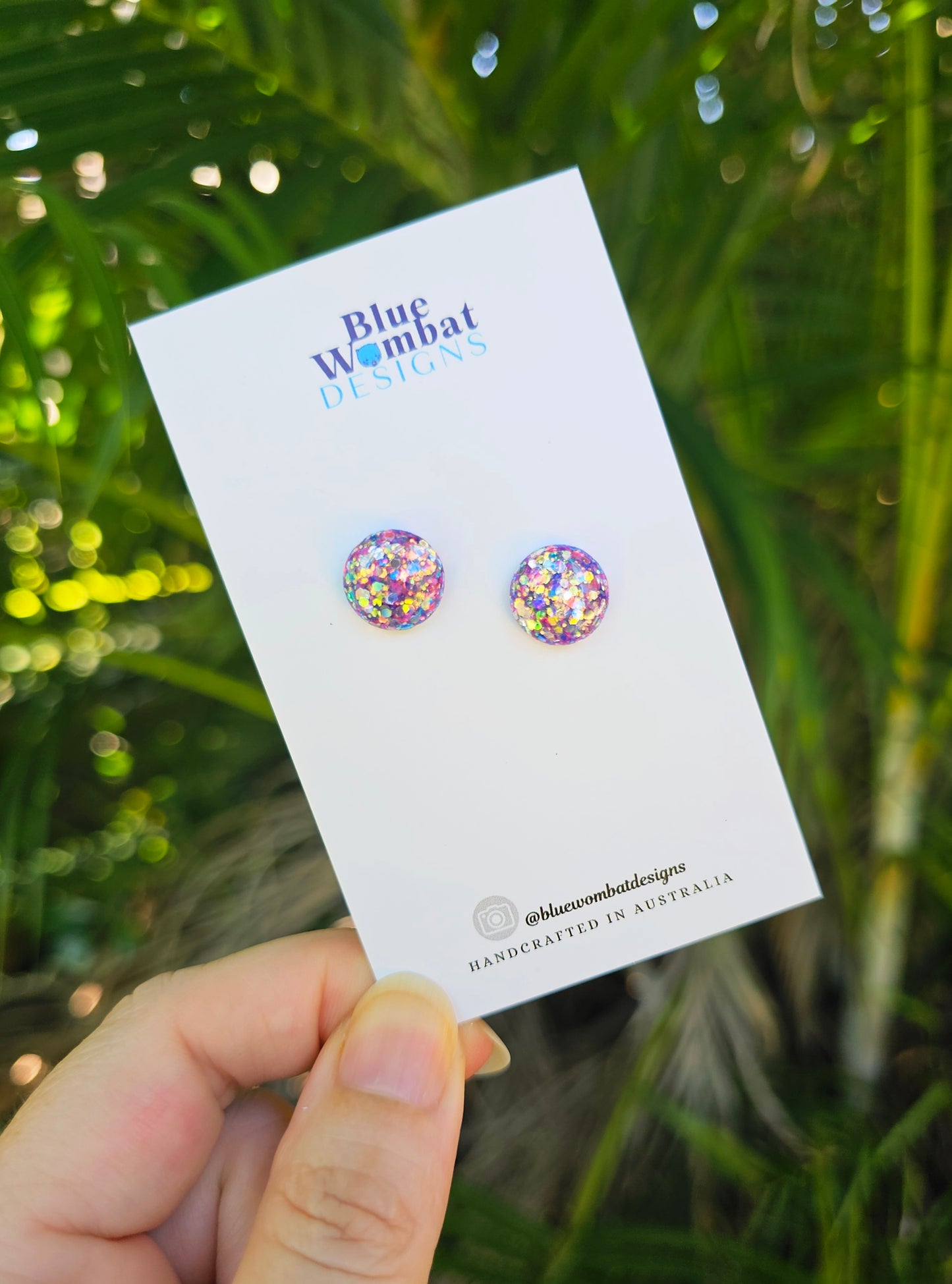 Sparkle Glitter Pinky Purple Resin Domed Studs 12mm