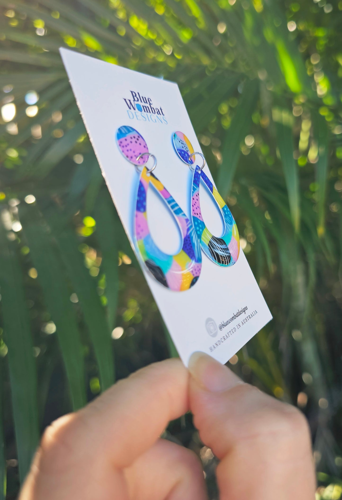 Colourful Yupo Paper Resin Dangle Earrings