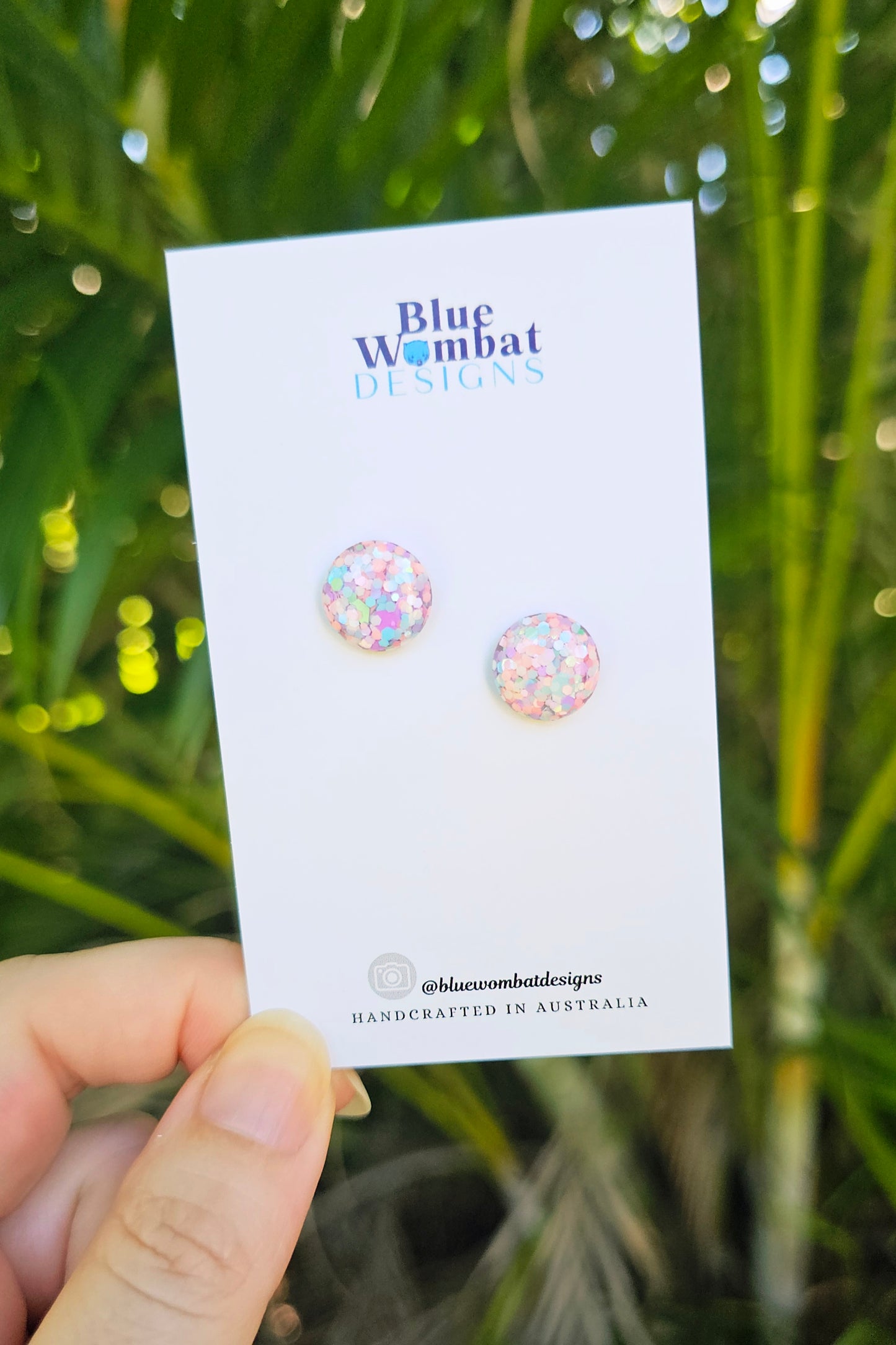 Pastel Mixed Glitter Resin Domed Studs 12mm