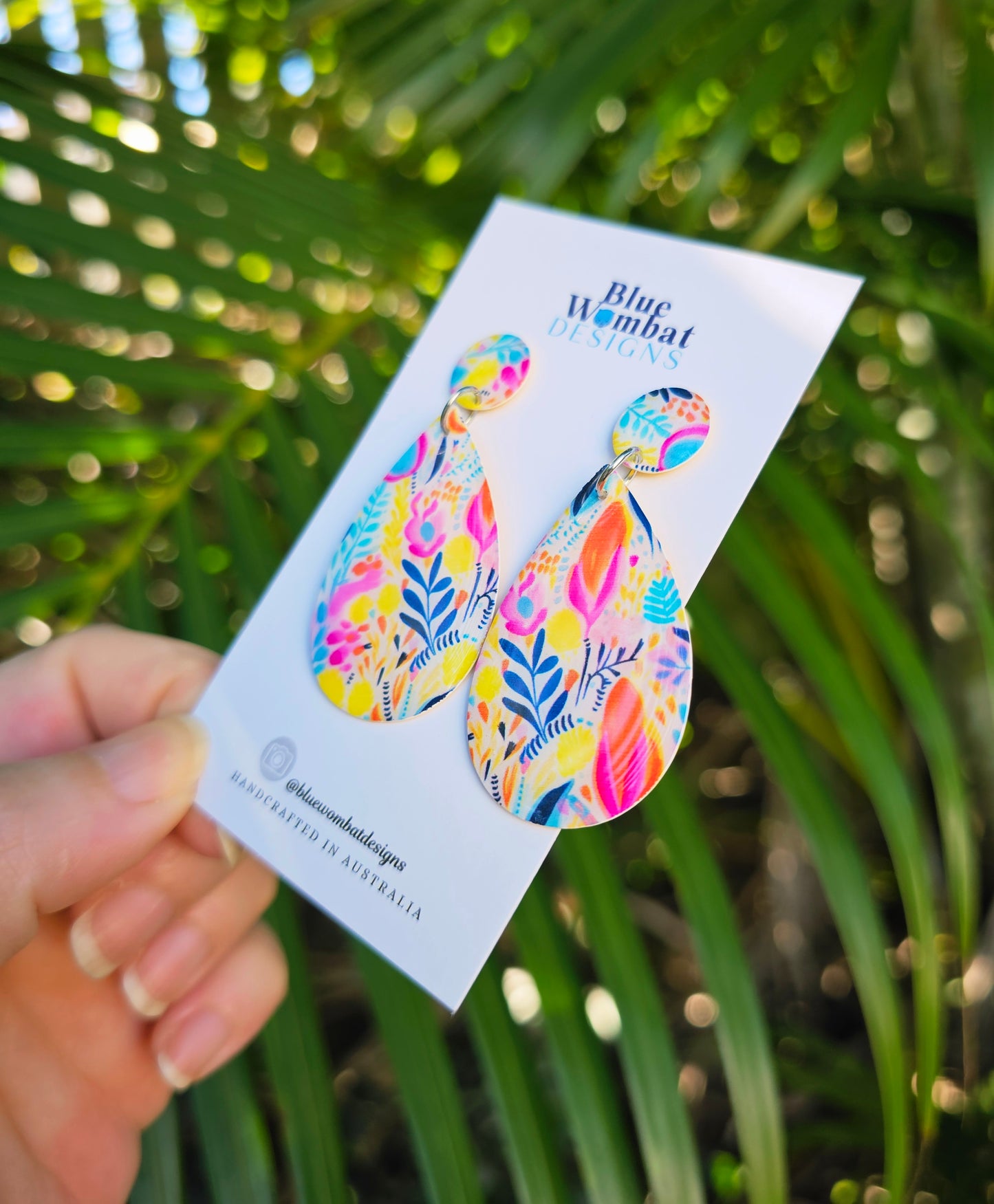 Tear Drop Resin Yupo Paper Dangle Earrings
