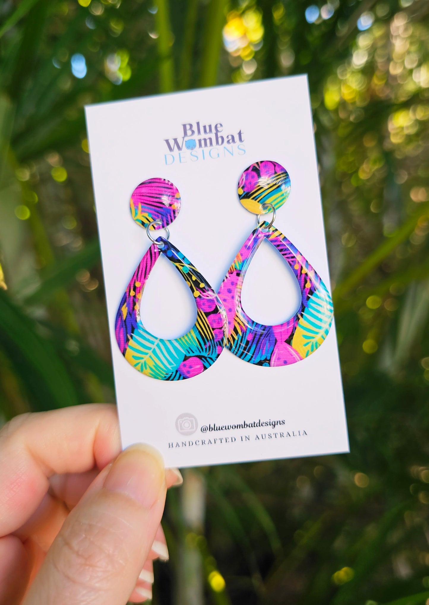 Floral Yupo Paper Resin Dangle Earrings