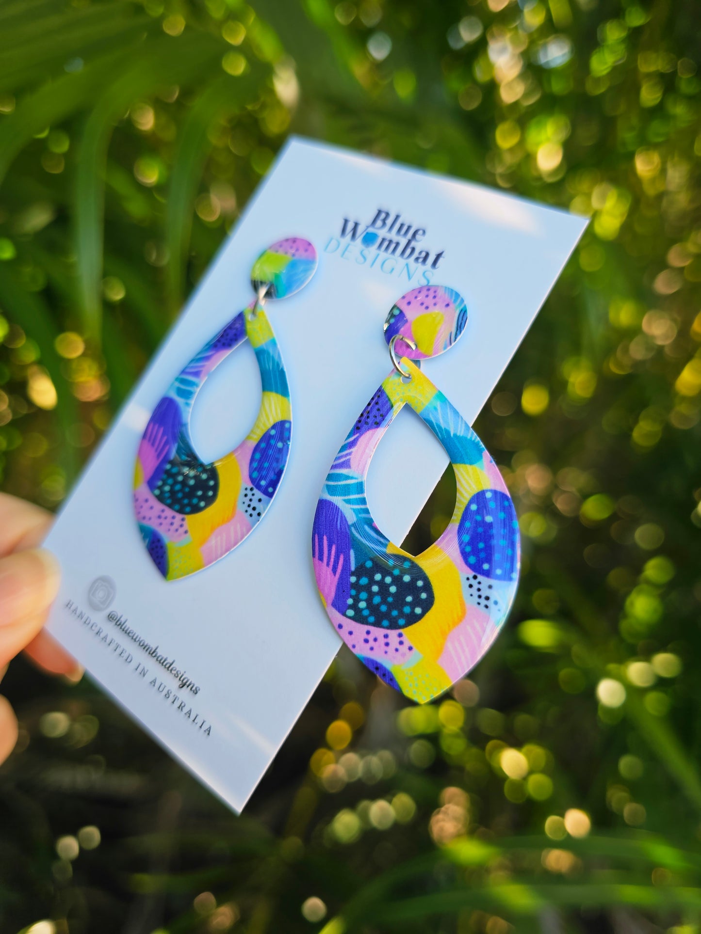 Colourful Yupo Paper Resin Dangle Earrings