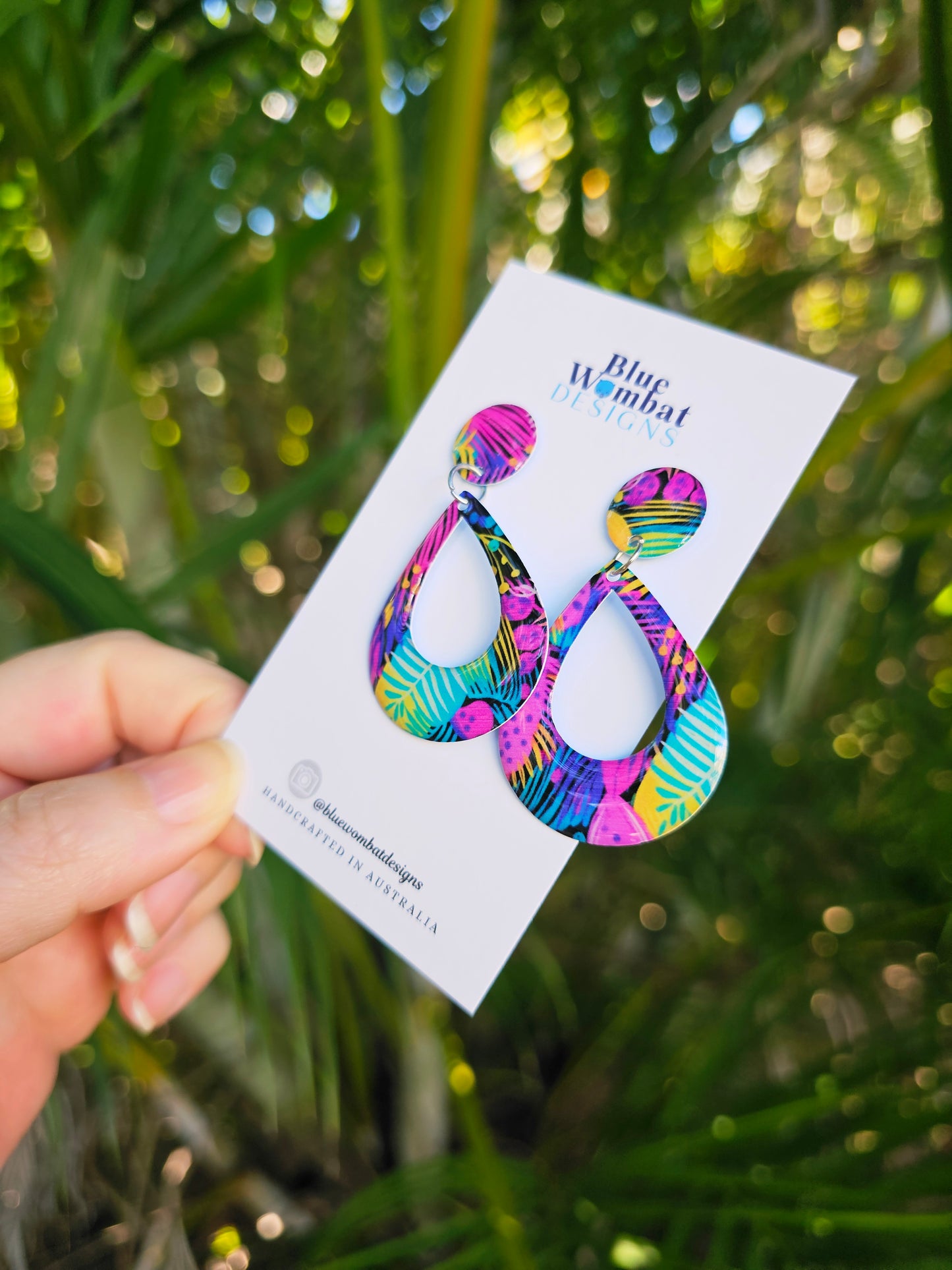 Floral Yupo Paper Resin Dangle Earrings