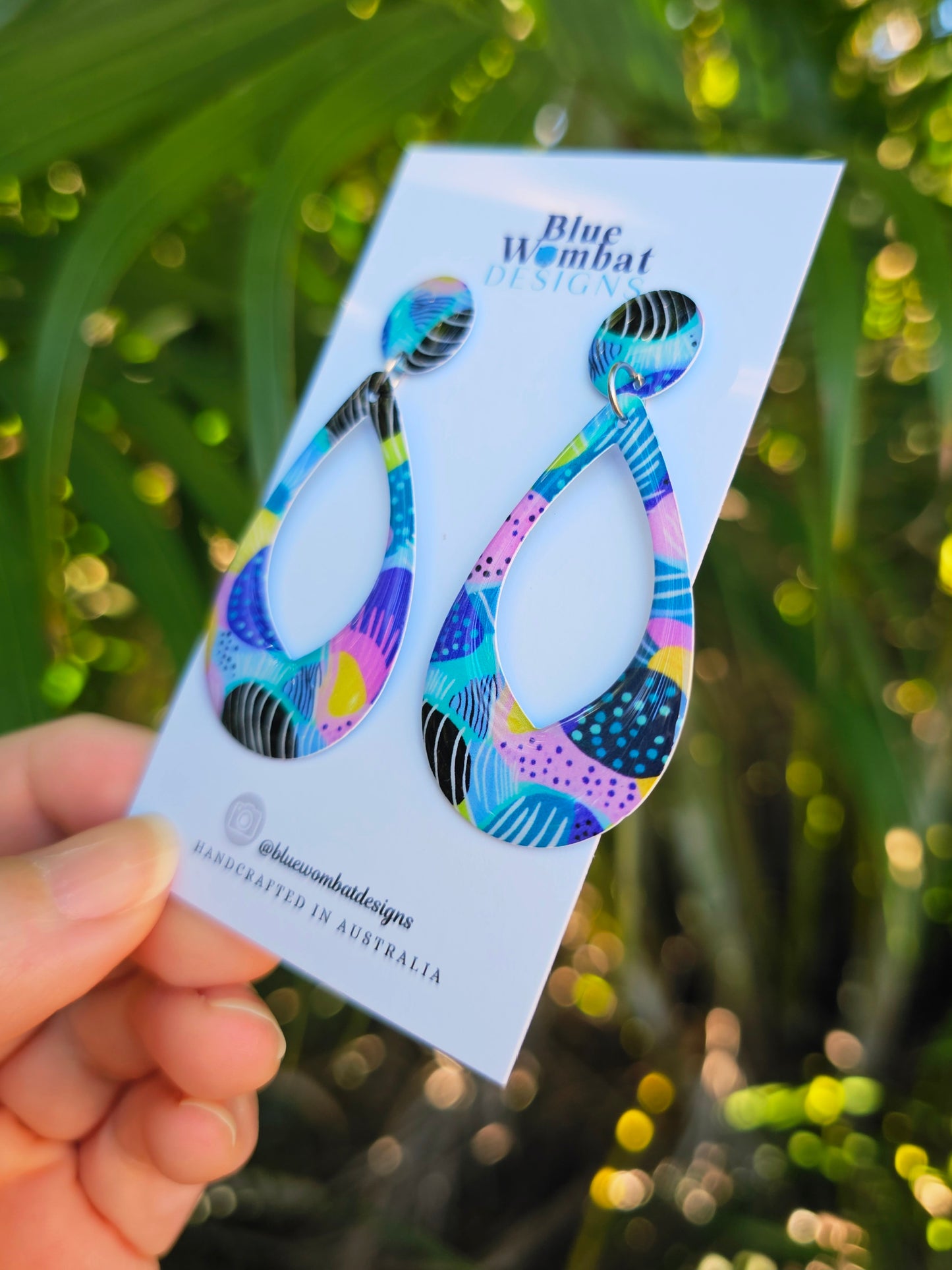 Colourful Hoop Resin Yupo Paper Dangle Earrings