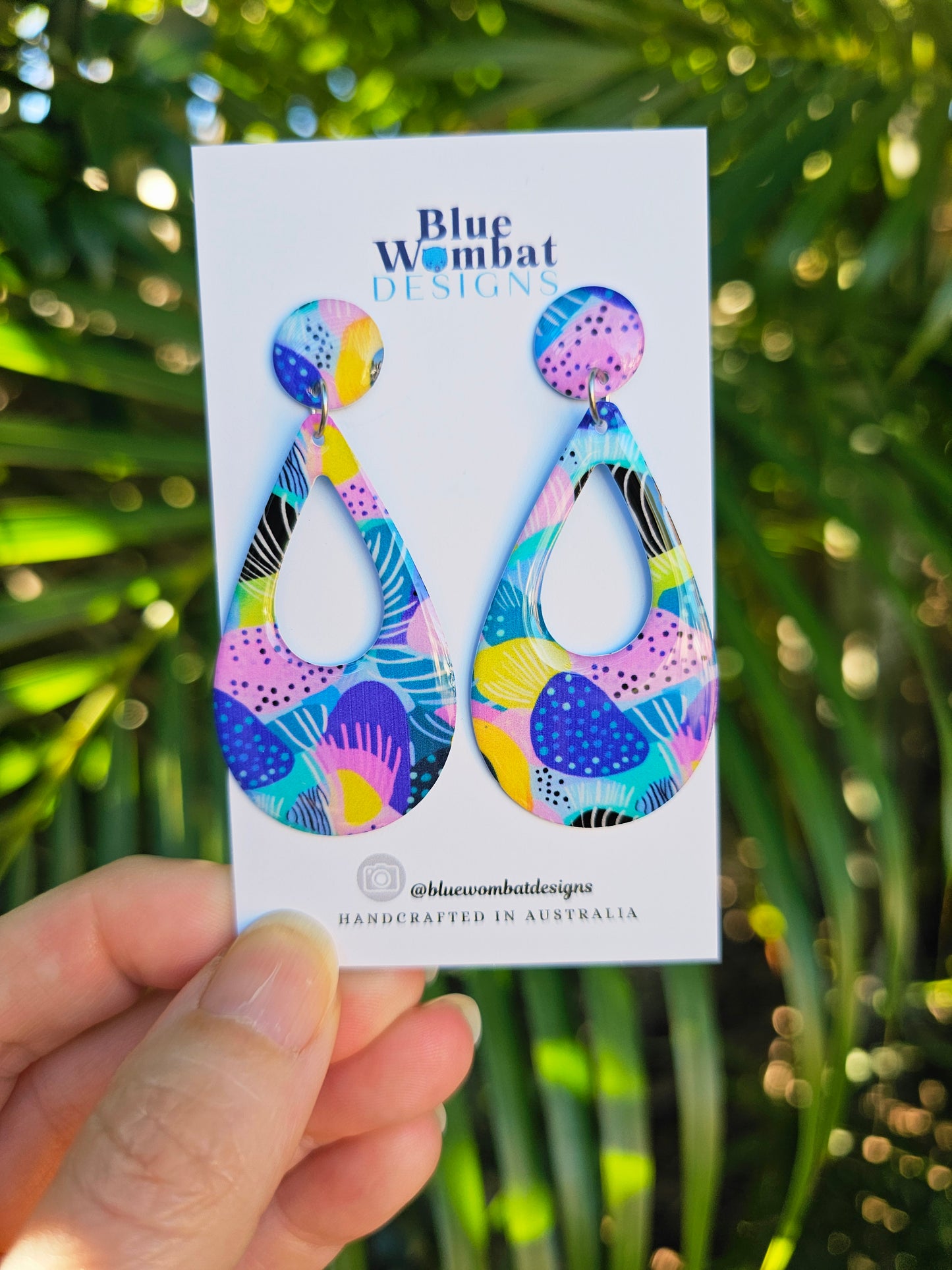 Colourful Yupo Paper Resin Dangle Earrings