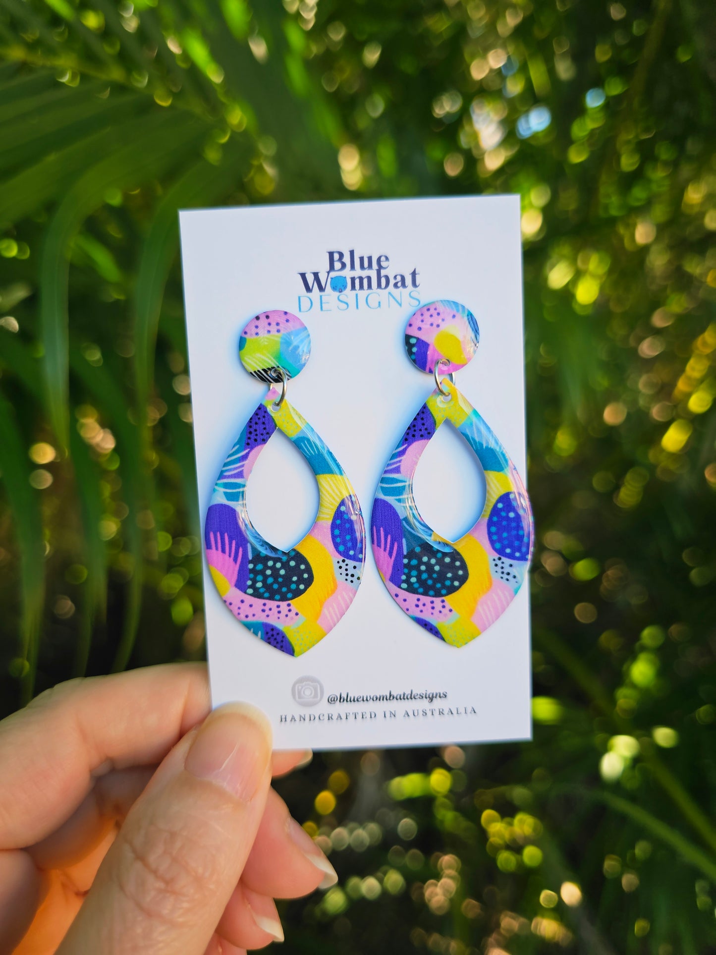 Colourful Yupo Paper Resin Dangle Earrings