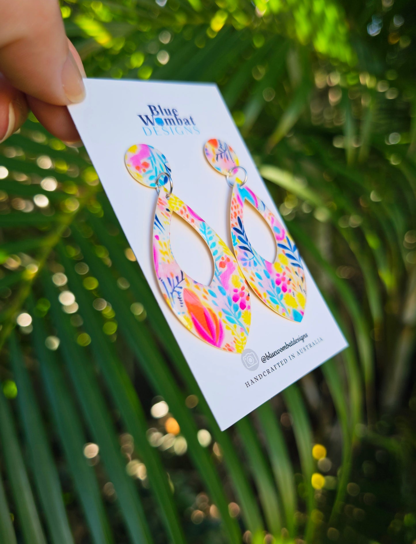 Floral Pattern Yupo Paper Resin Dangle Earrings