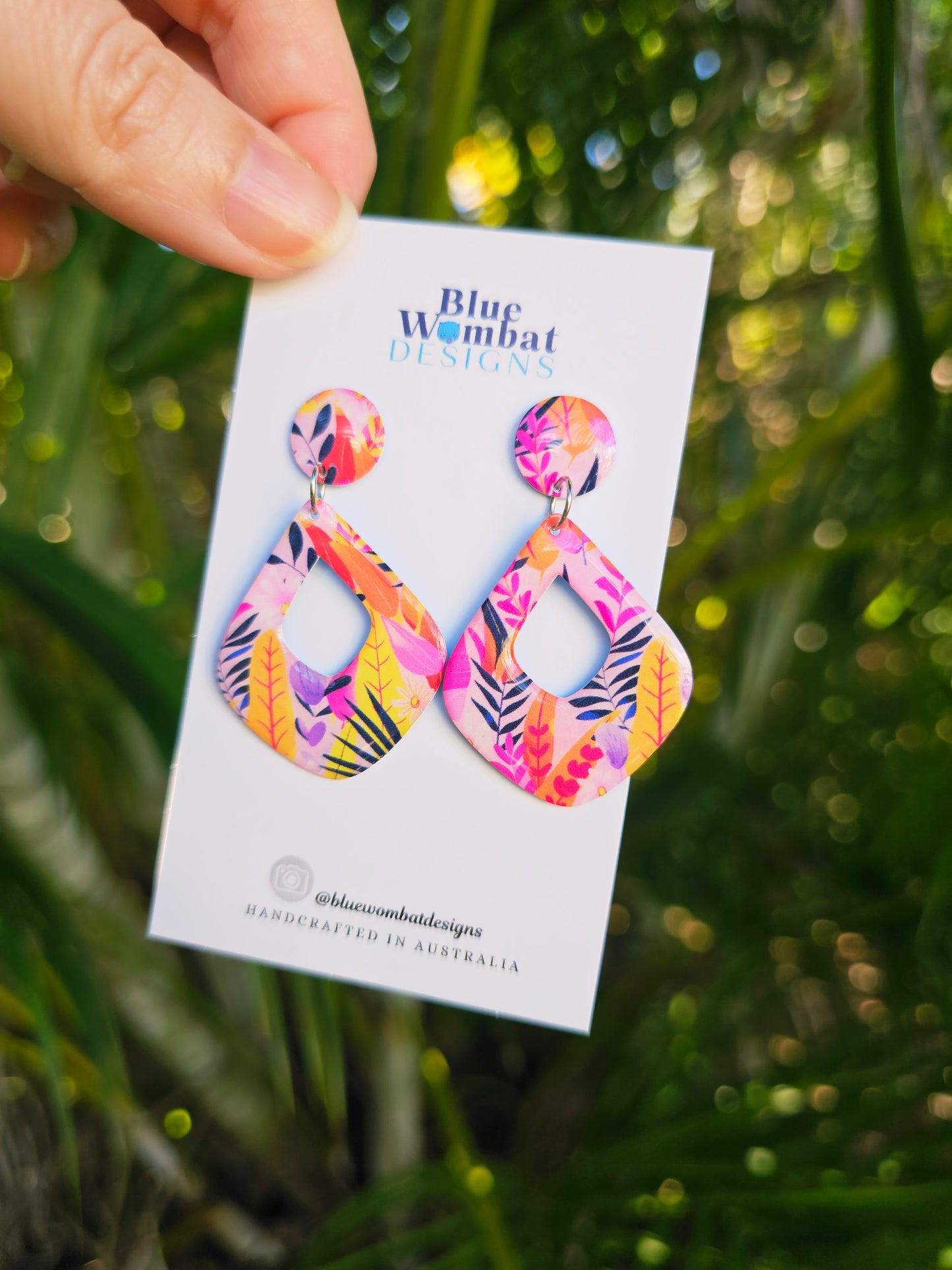Diamond Hoop Resin Yupo Paper Dangle Earrings