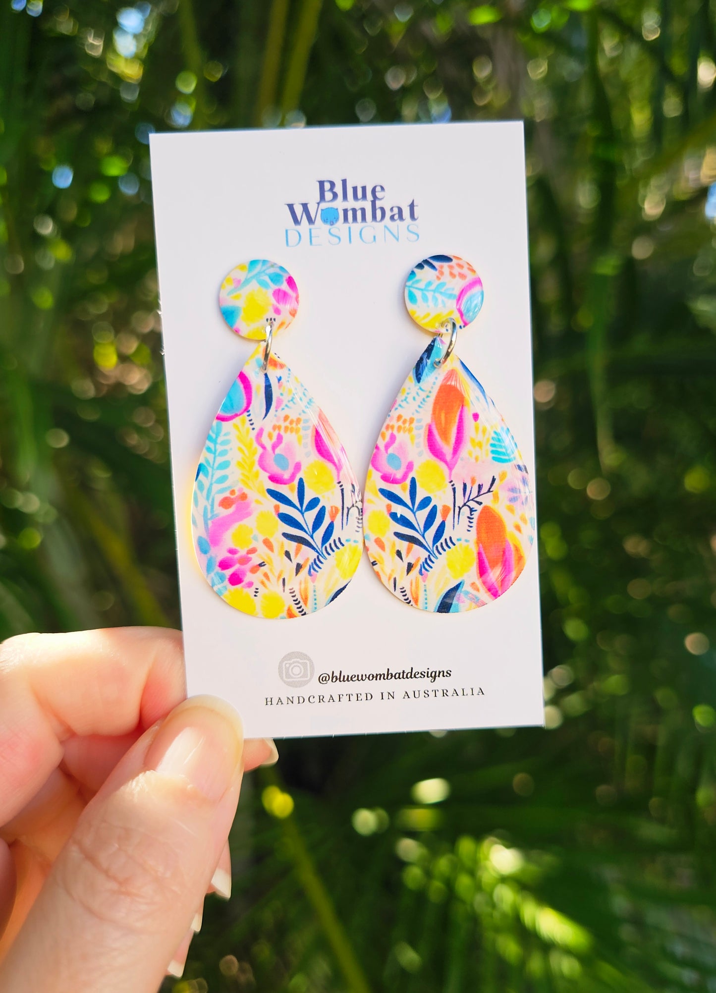Tear Drop Resin Yupo Paper Dangle Earrings