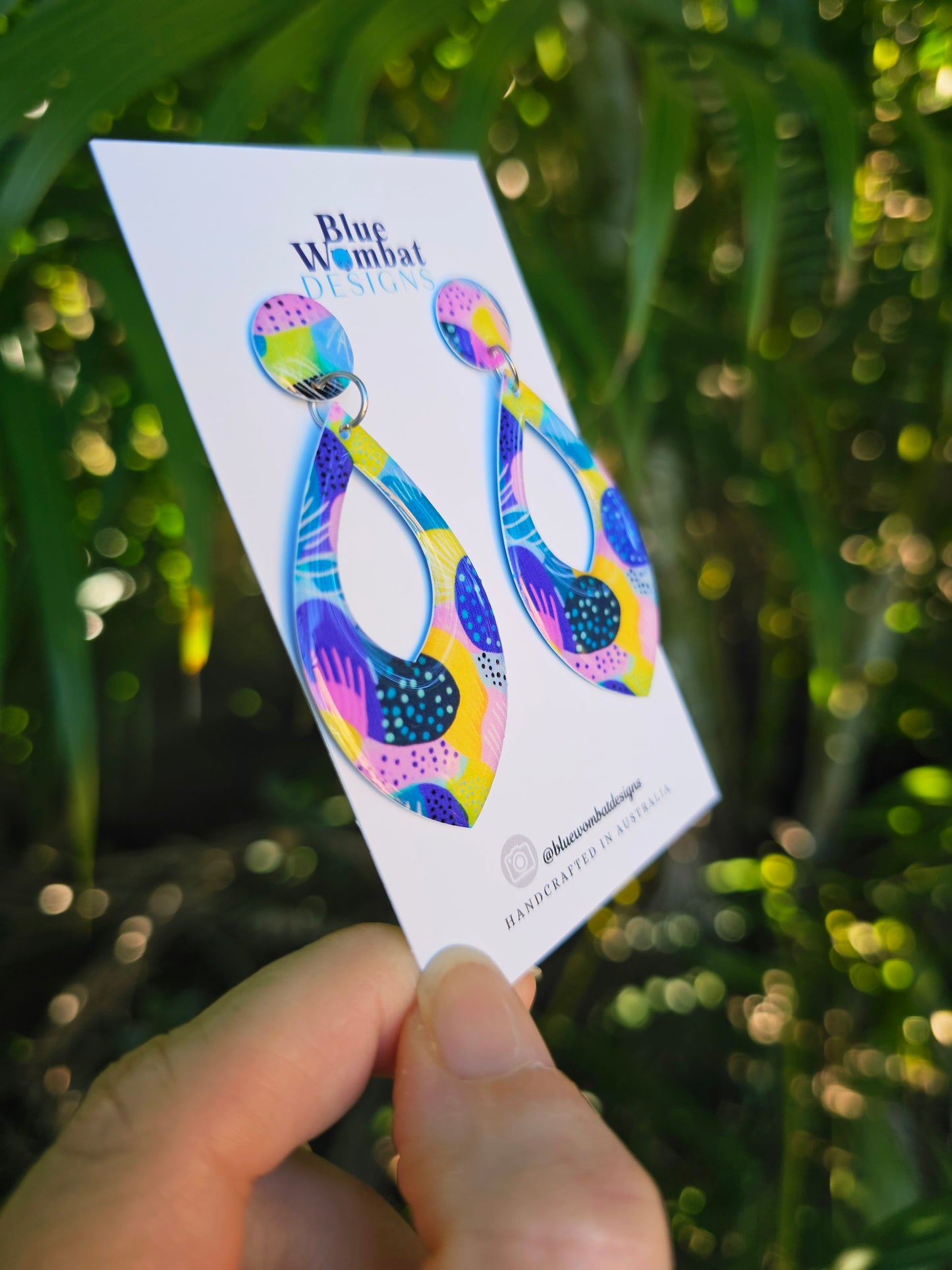 Colourful Yupo Paper Resin Dangle Earrings