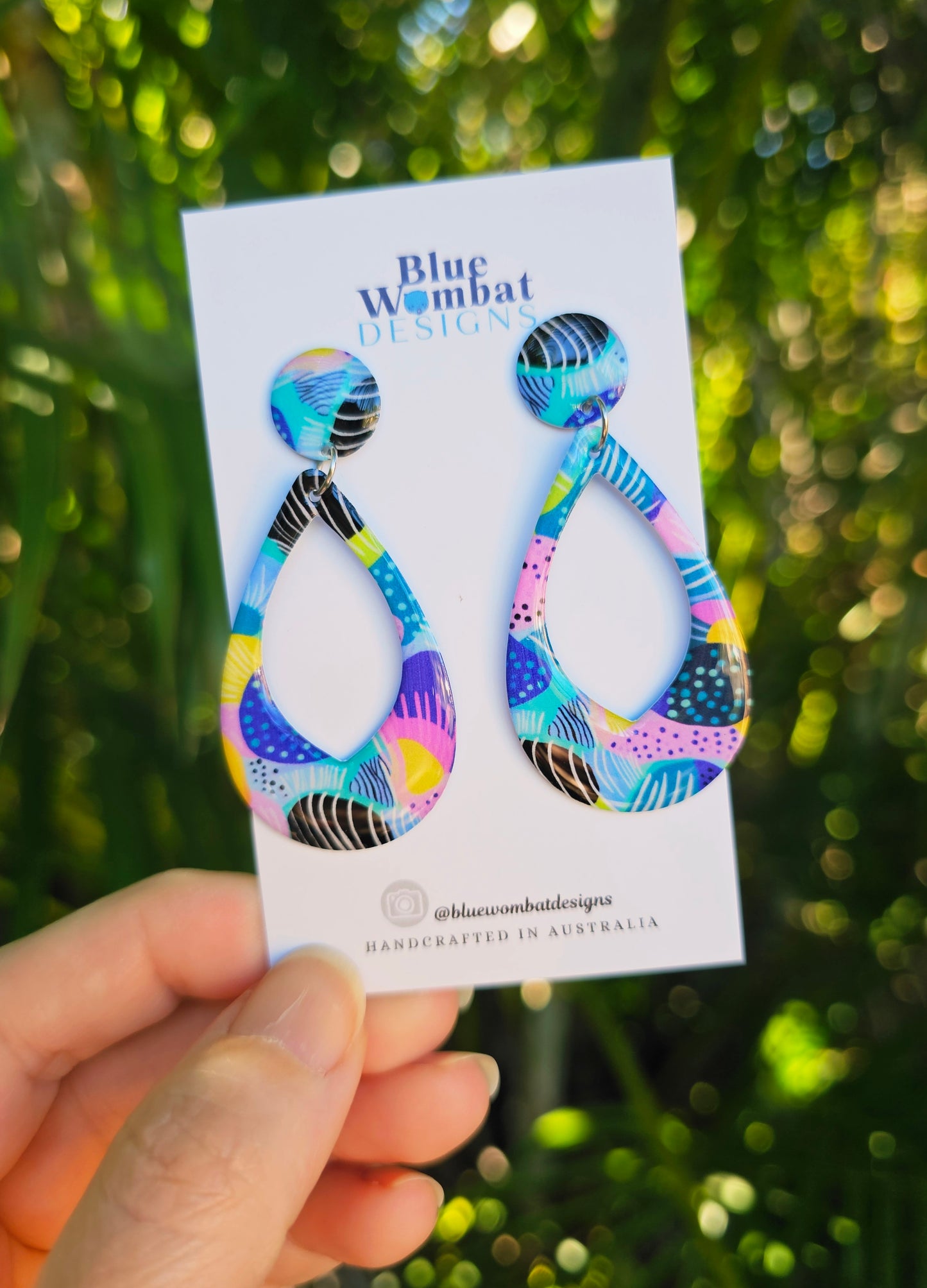 Colourful Hoop Resin Yupo Paper Dangle Earrings