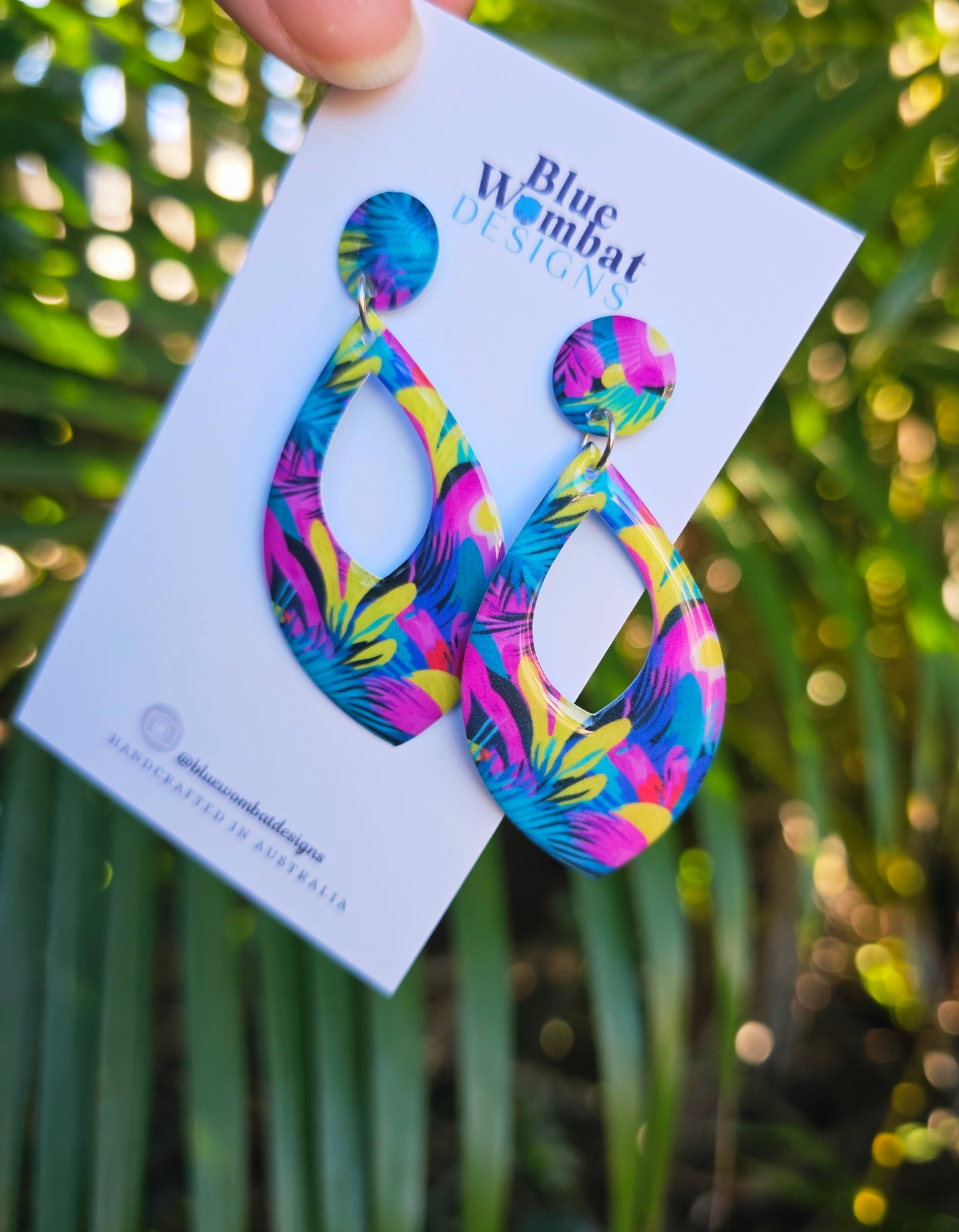 Floral Resin Yupo Paper Resin Dangle Earrings