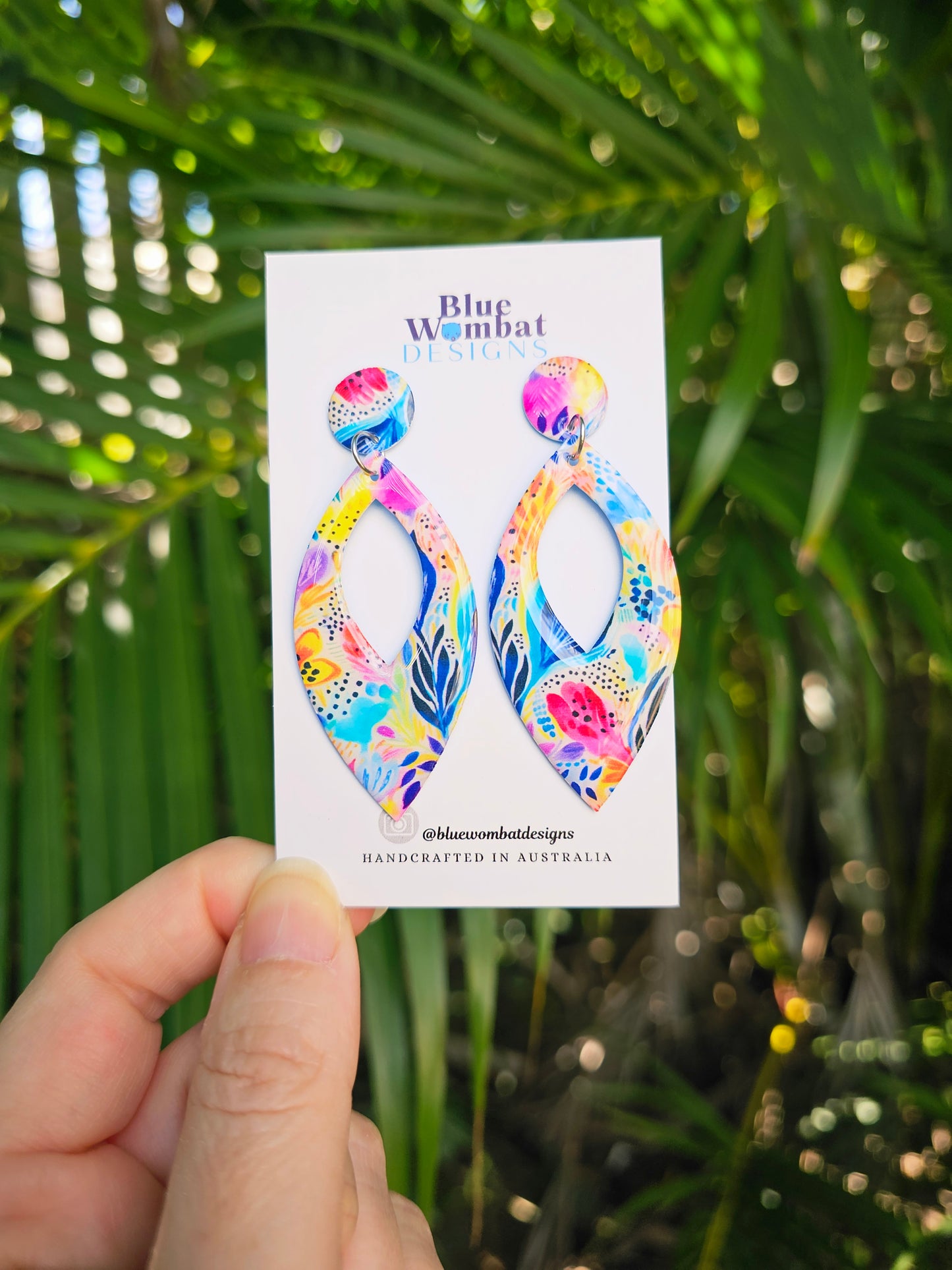 Floral Pattern Yupo Paper Resin Dangle Earrings