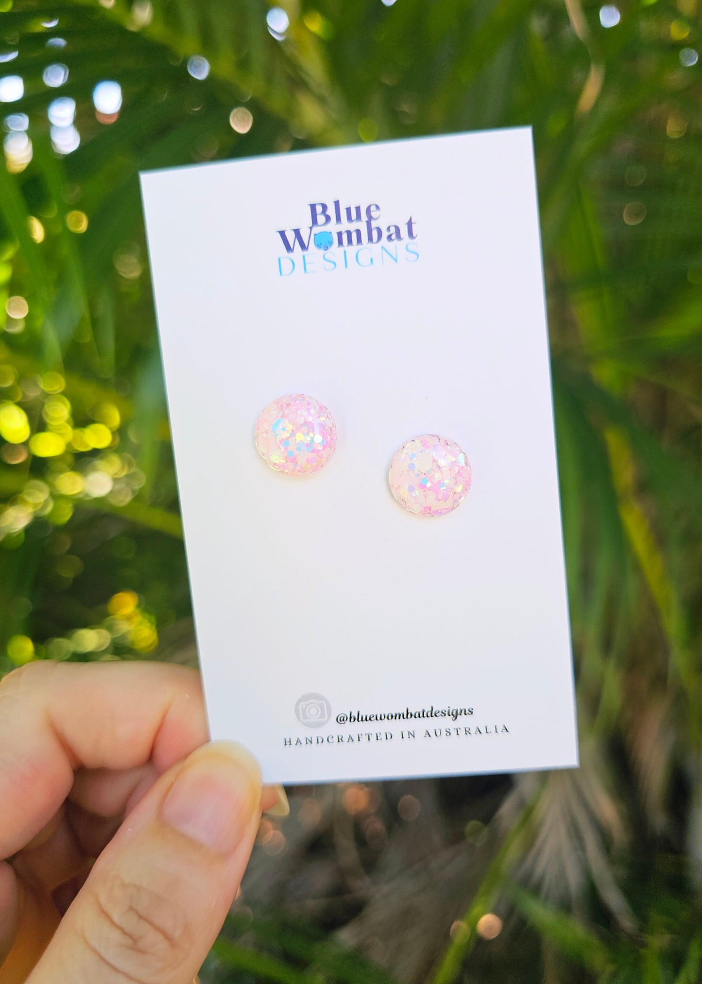 Pink Shimmer Glitter Resin Stud 12mm