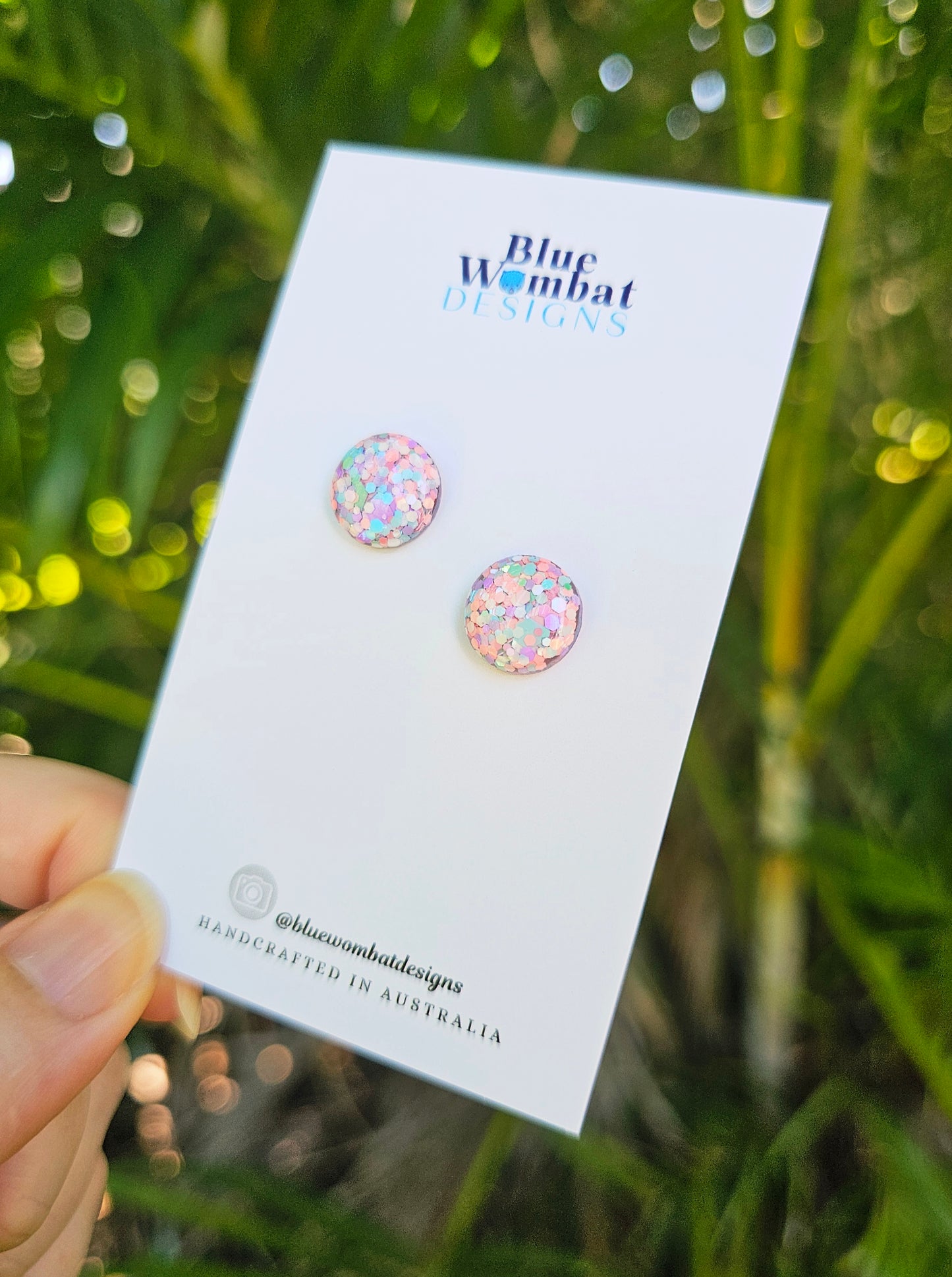 Pastel Mixed Glitter Resin Domed Studs 12mm