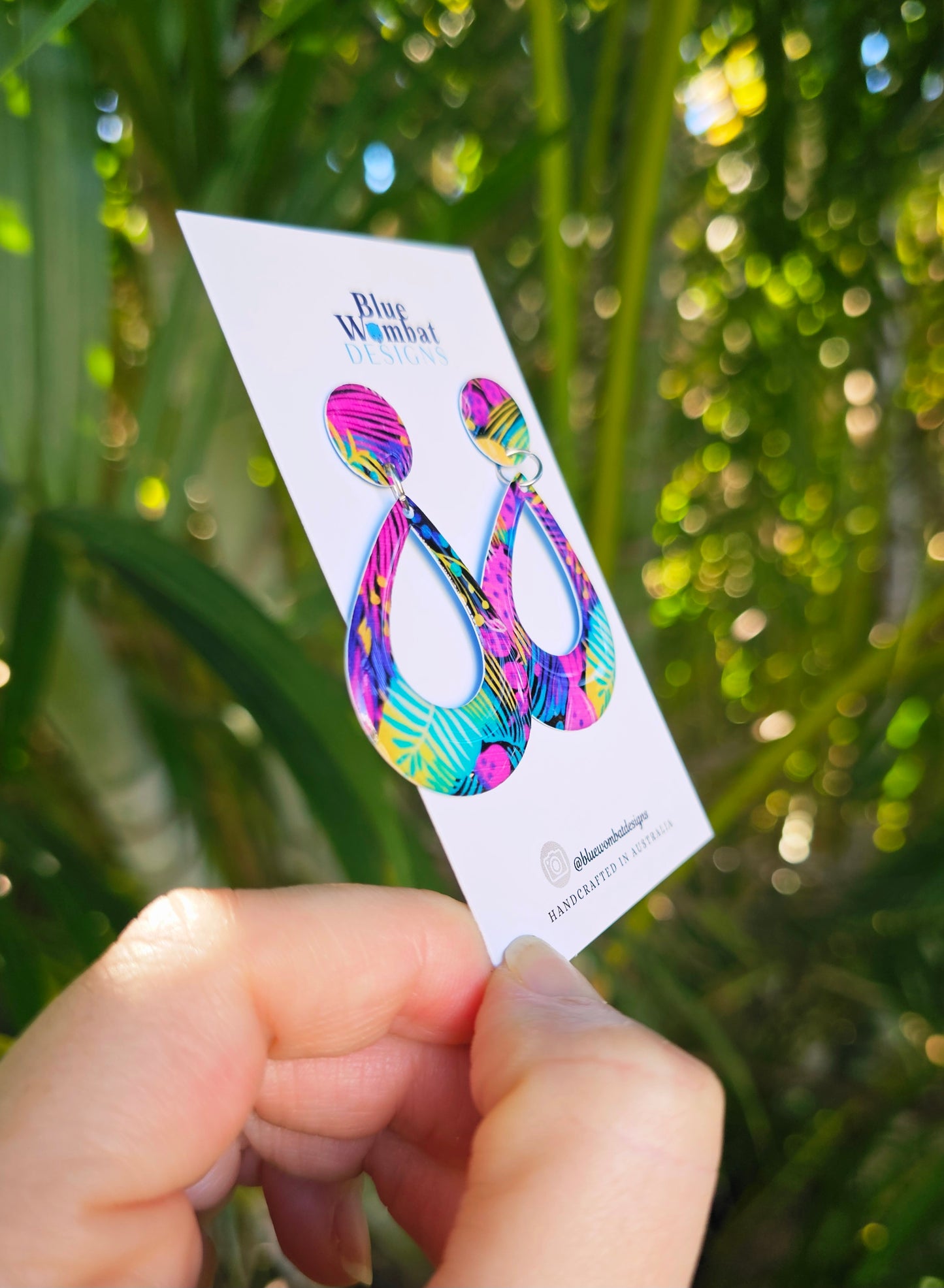 Floral Yupo Paper Resin Dangle Earrings