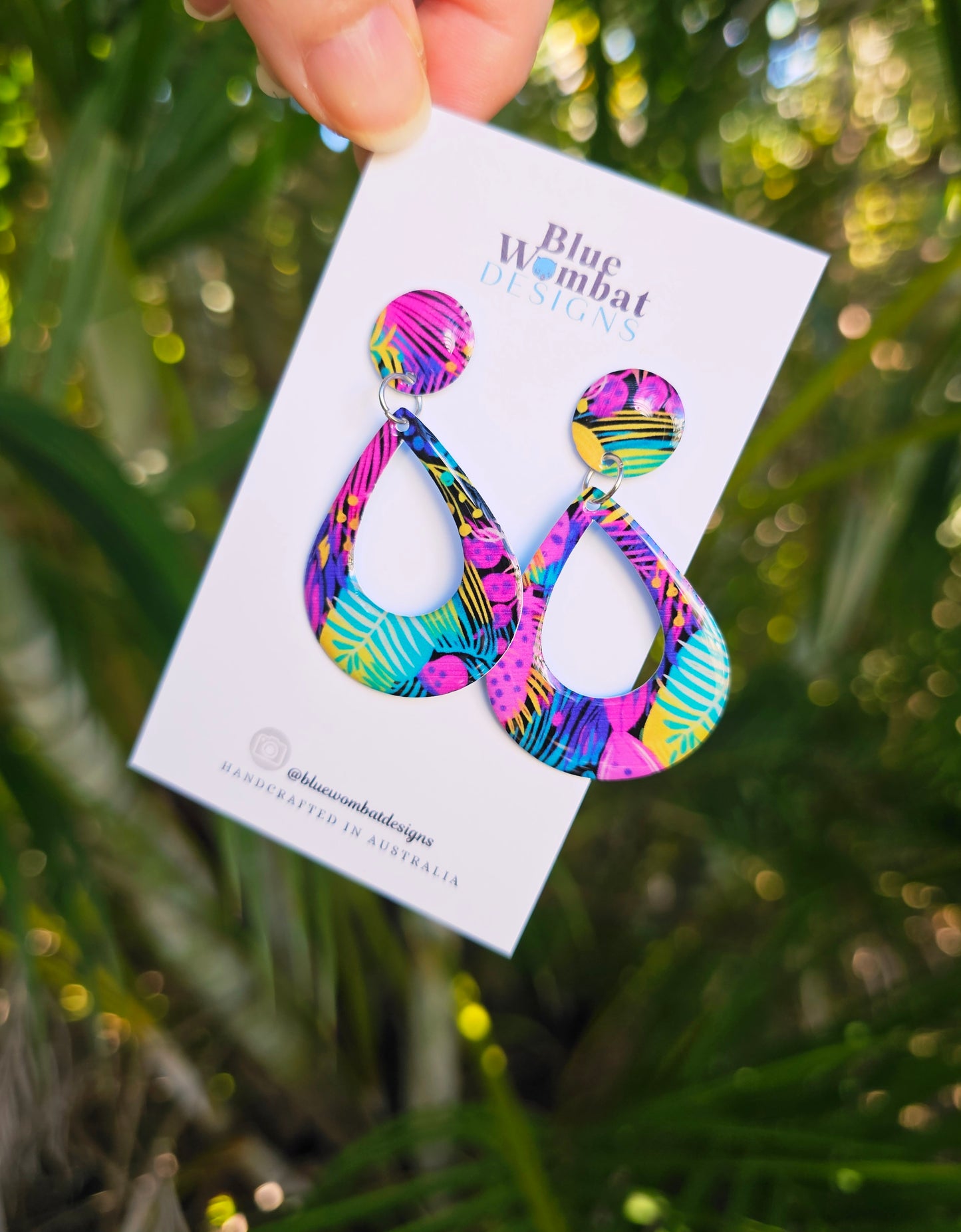 Floral Yupo Paper Resin Dangle Earrings