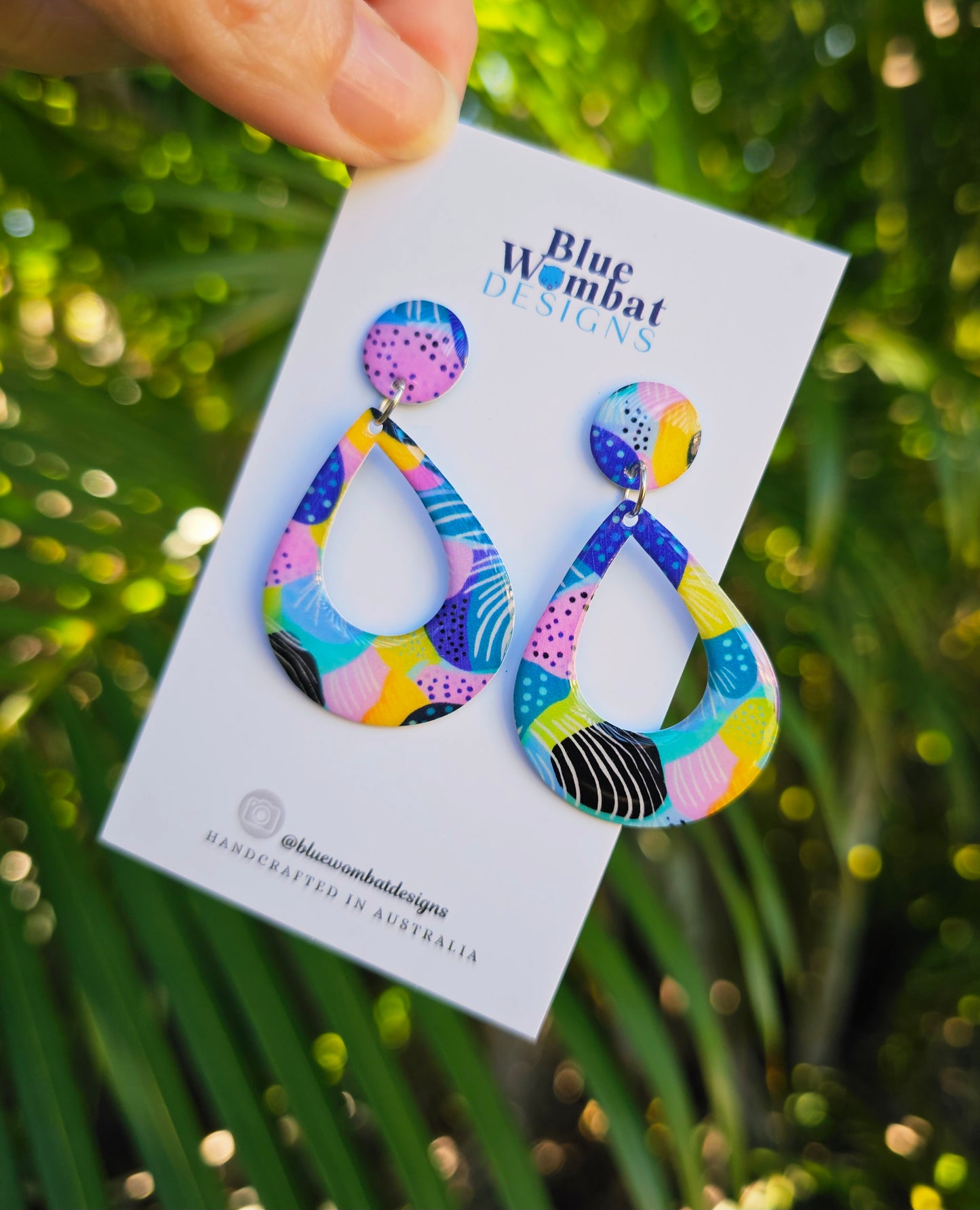 Colourful Yupo Paper Resin Dangle Earrings