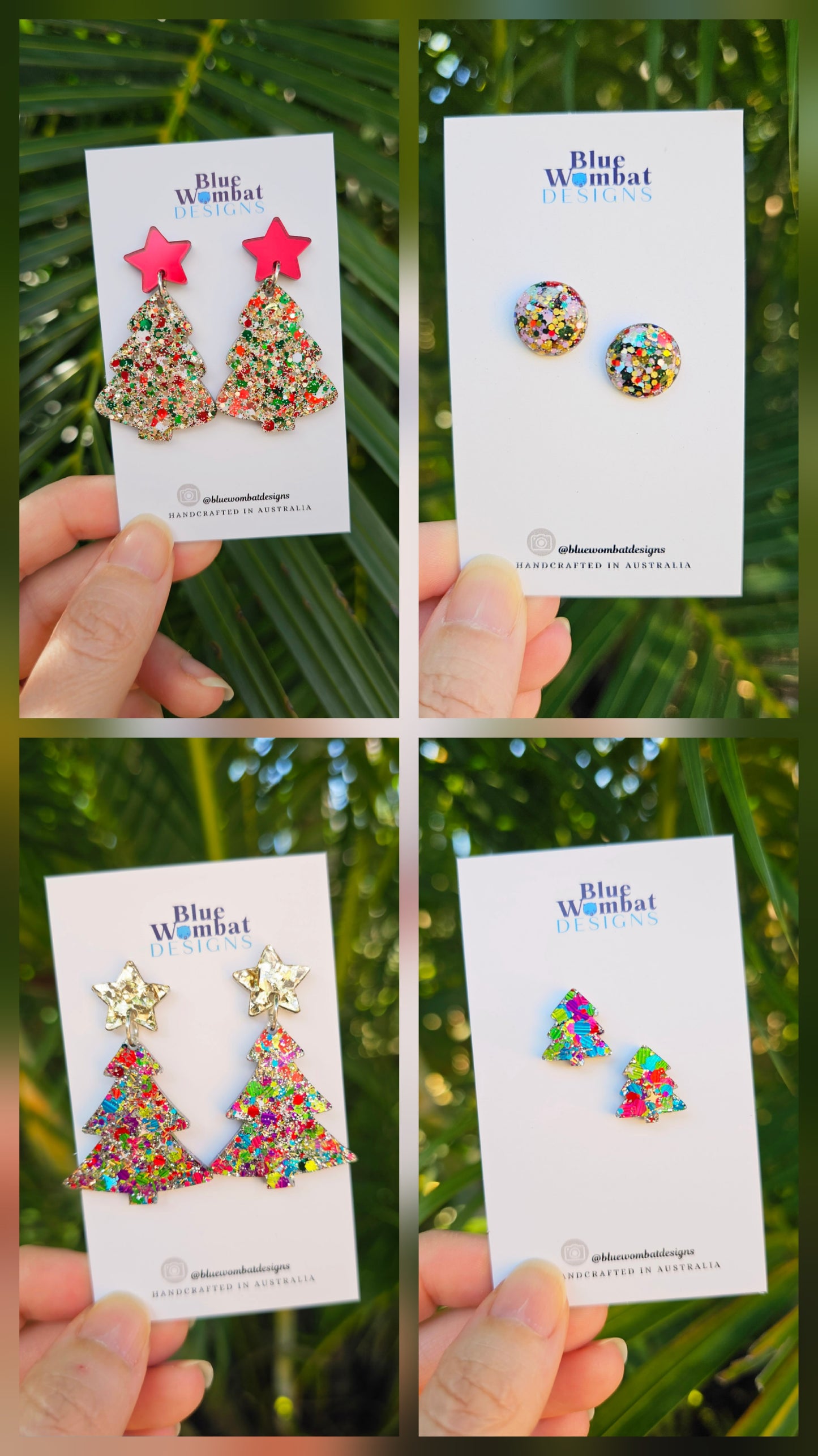 Christmas Resin Earrings Bon Bon Gift box 4 Pack Set