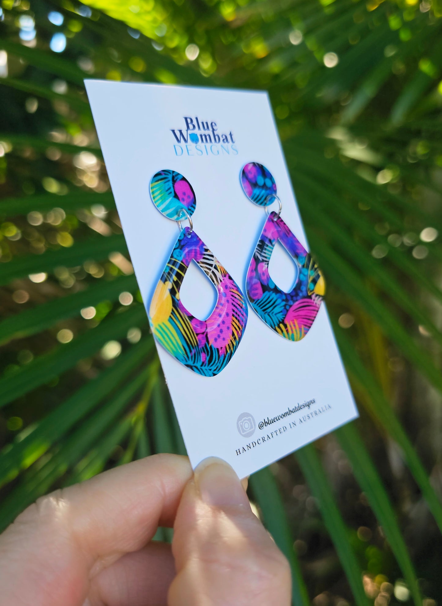 Diamond Hoop Resin Yupo Paper Dangle Earrings