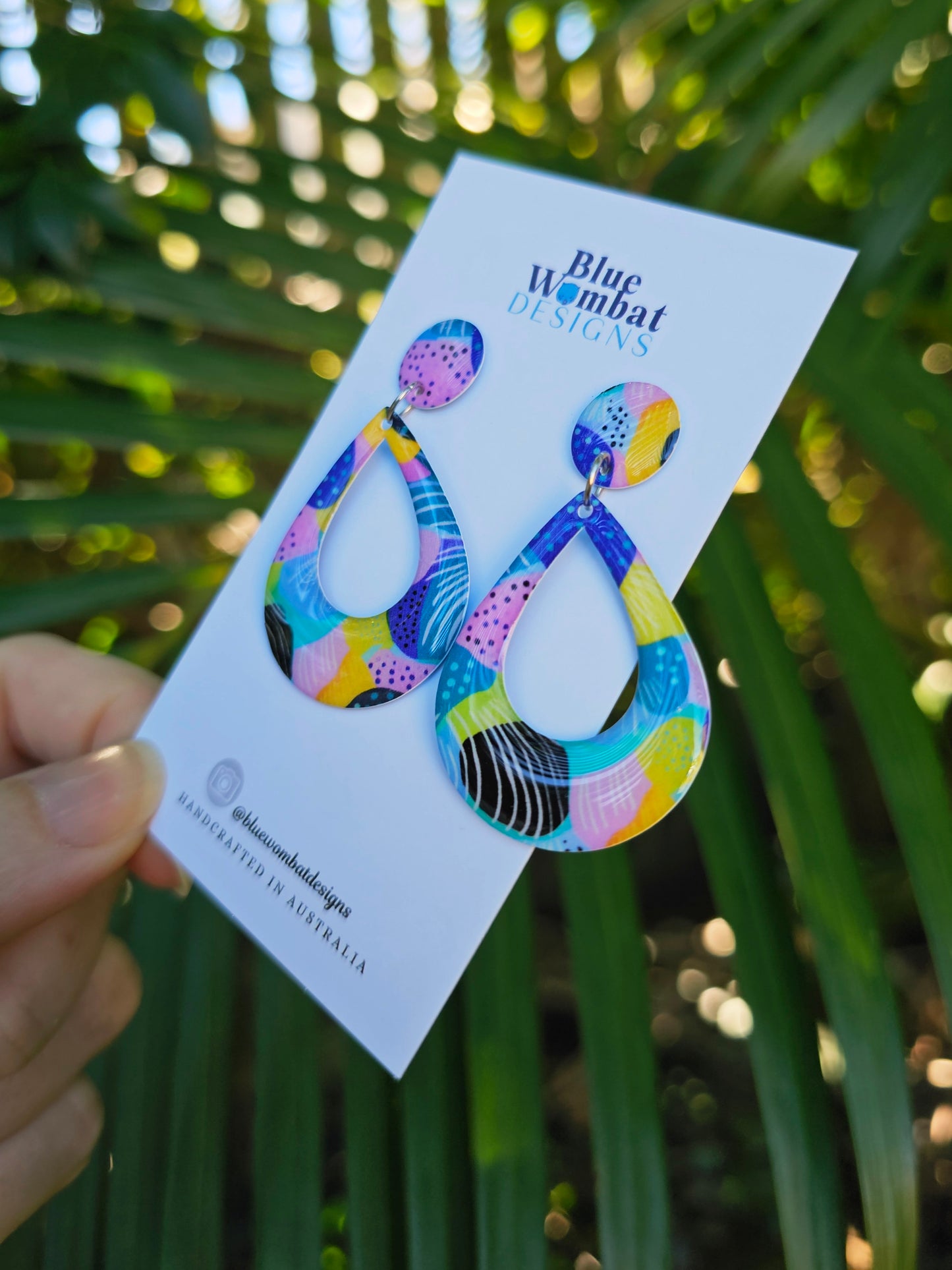Colourful Yupo Paper Resin Dangle Earrings