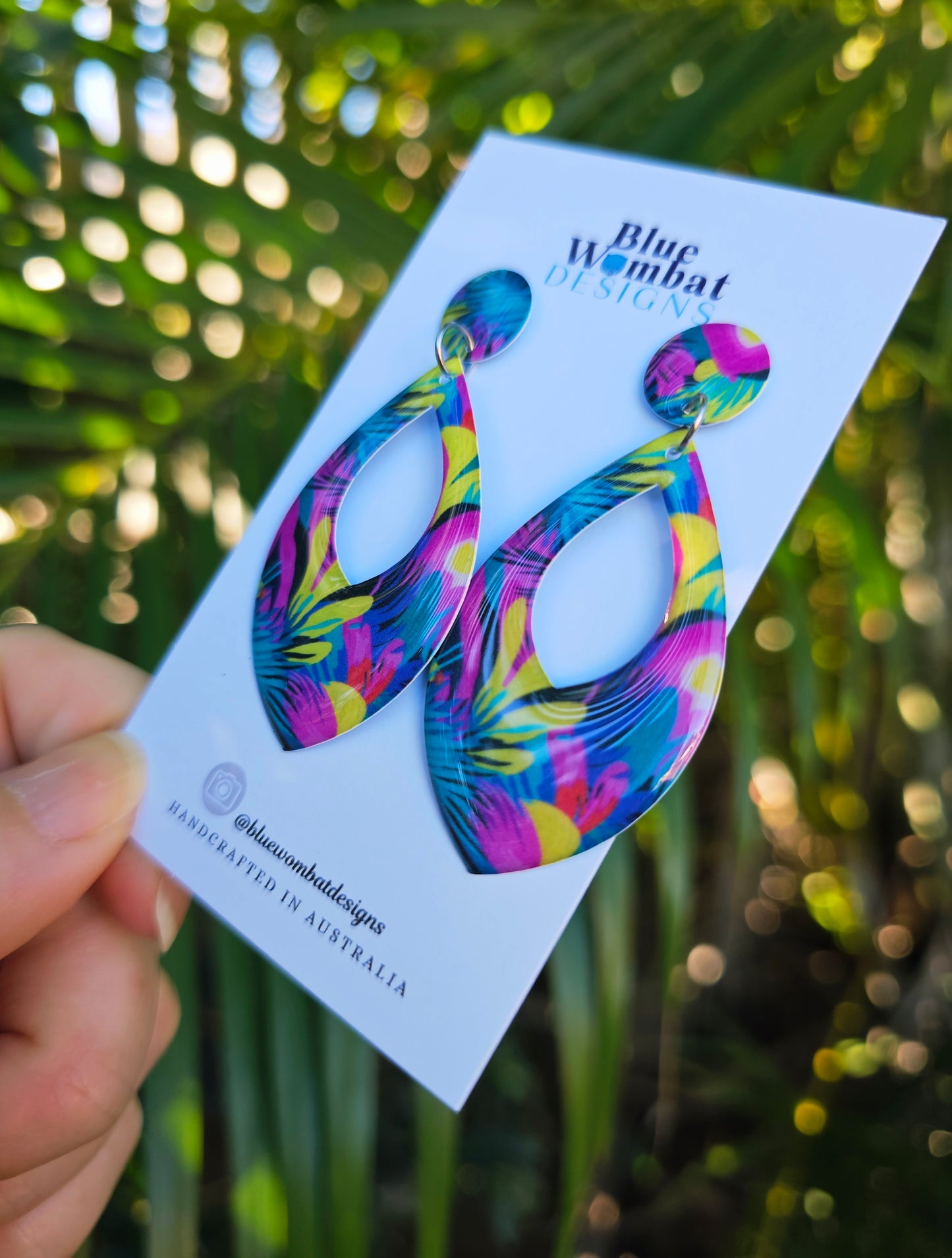 Floral Resin Yupo Paper Resin Dangle Earrings