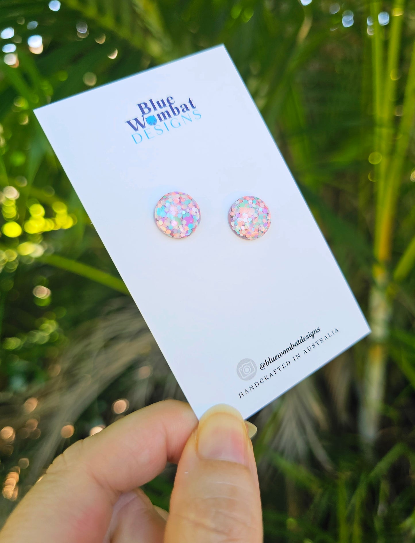 Pastel Mixed Glitter Resin Domed Studs 12mm