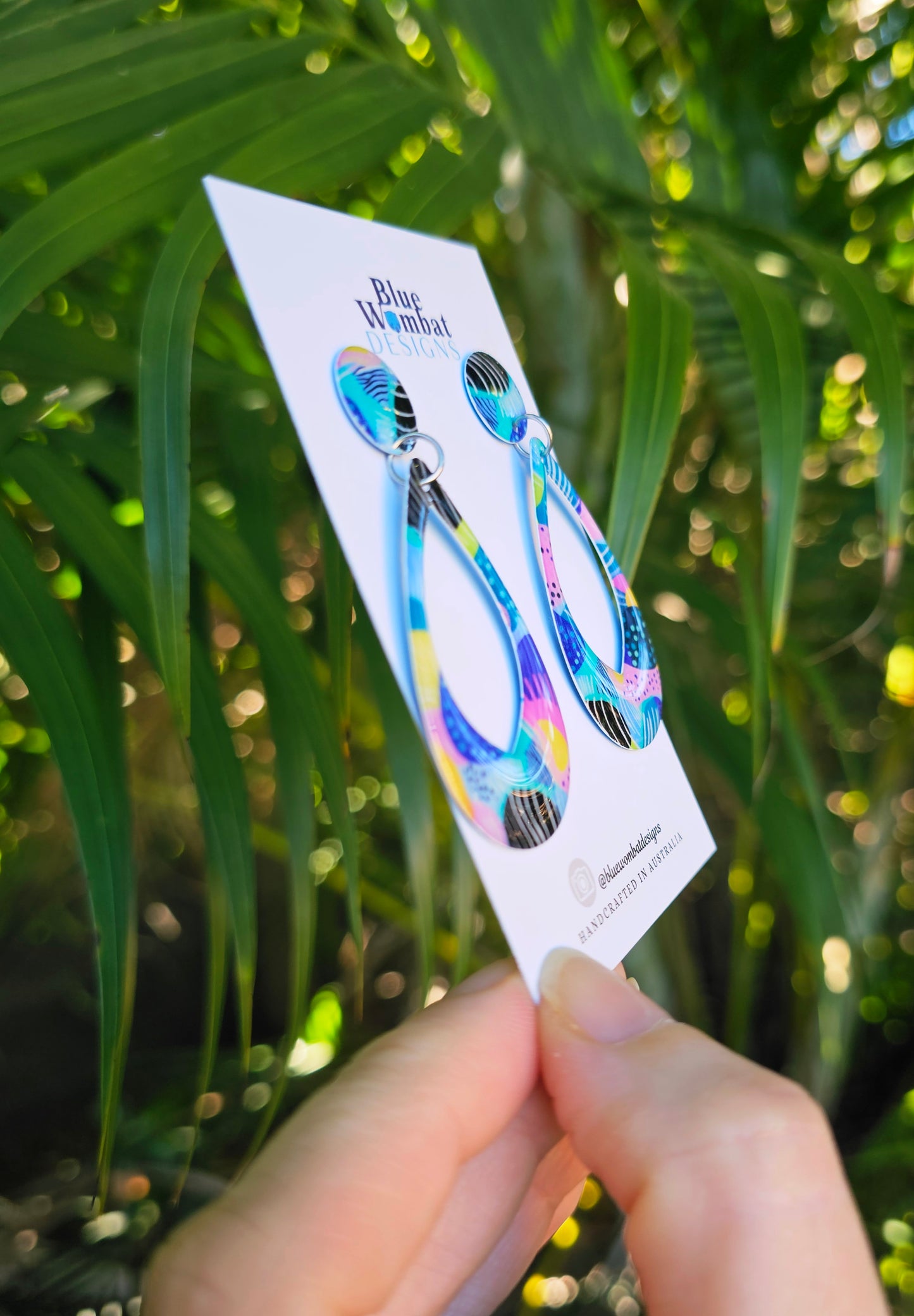 Colourful Hoop Resin Yupo Paper Dangle Earrings