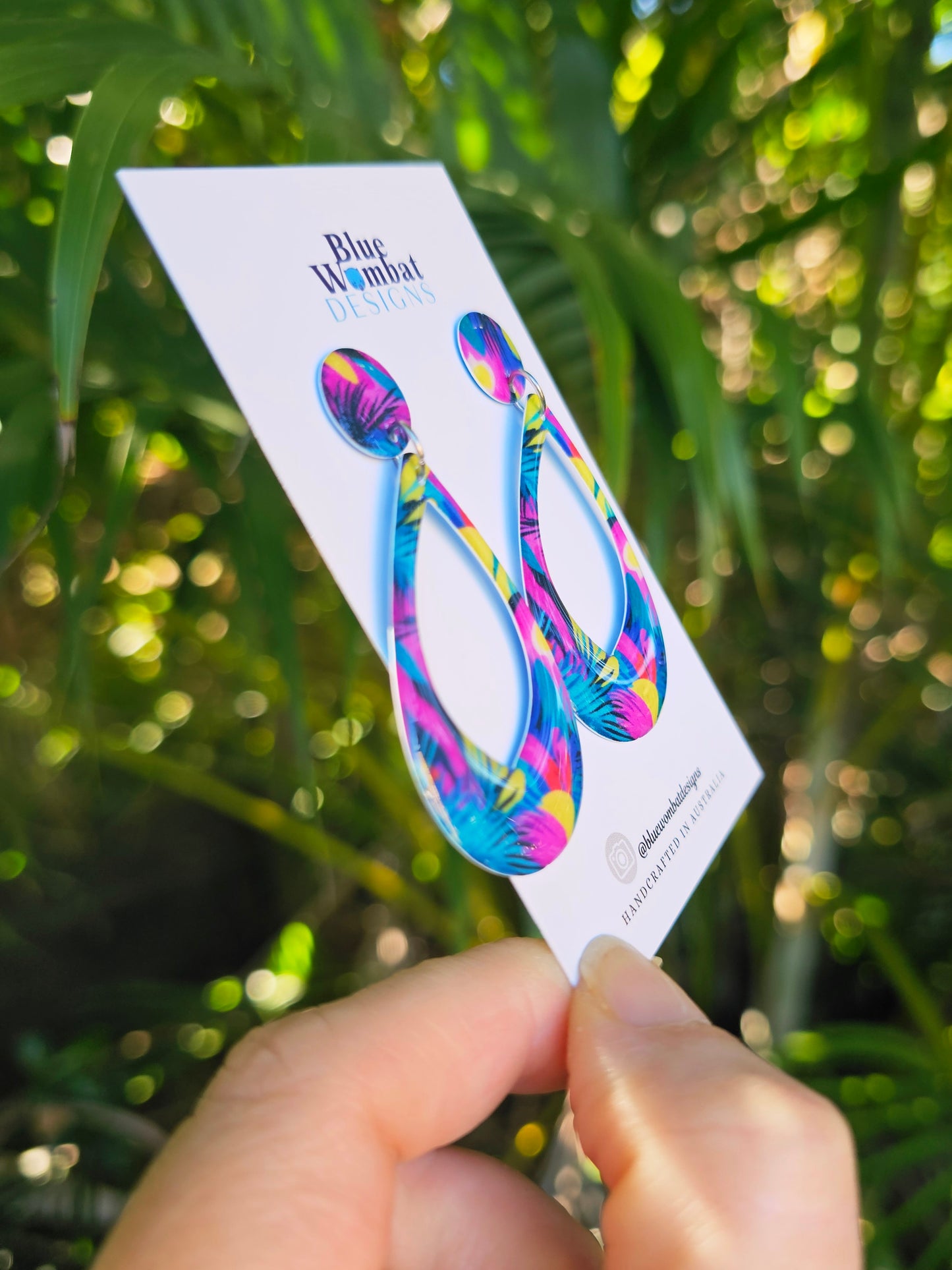 Floral Hoop Resin Yupo Paper Dangle Earrings